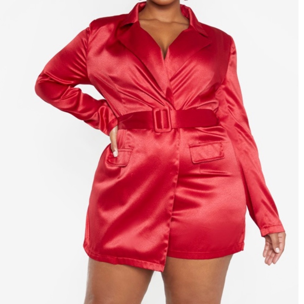 Plus Burgundy Pocket Detail Blazer Romper